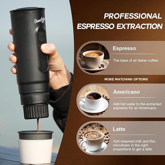 H02 PRO Portable Espresso Machine, Travel Electric Coffee Maker fits NS Capsule & Ground Coffee, 20 Bar Camping Small Mini Coffee Machine with Self-heating, Espresso Maker with Gift Box
