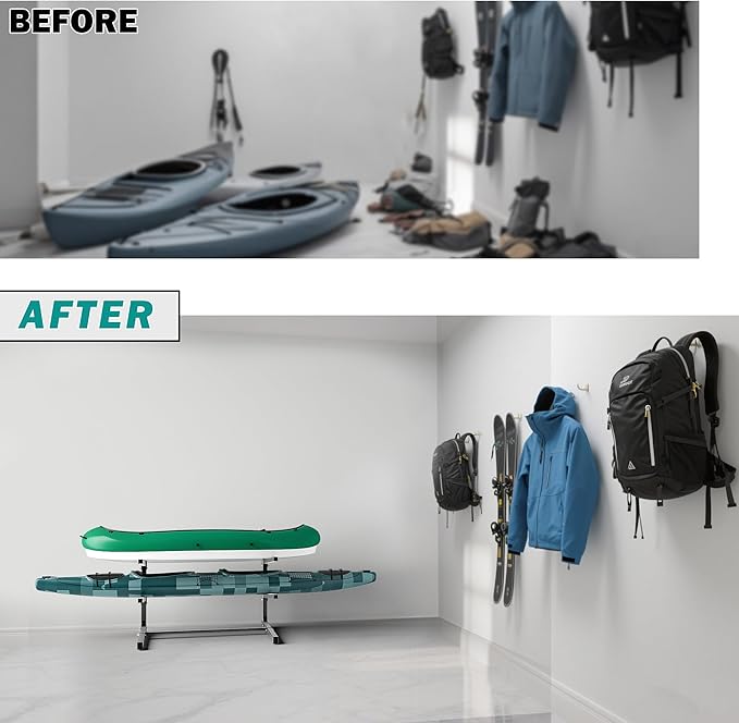 EVERHANGER Kayak Storage Rack, Adjustable Kayak Stand Holder, Freestanding Paddle Board Rack for Kayak, Canoe, Surfboard, 320lbs Capacity