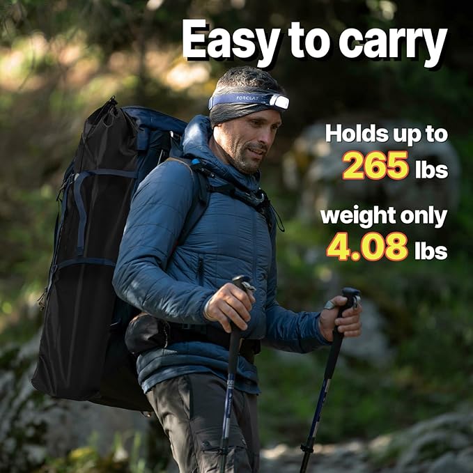 COSY105CMoon Chair Camping Chair Portable Folding Lounge Chair Lightweight Outdoor Recliner 265lbs Capacity Oxford Fabric & Aluminum Frame Includes Carry Bag for Beach Fishing Travel (Black)