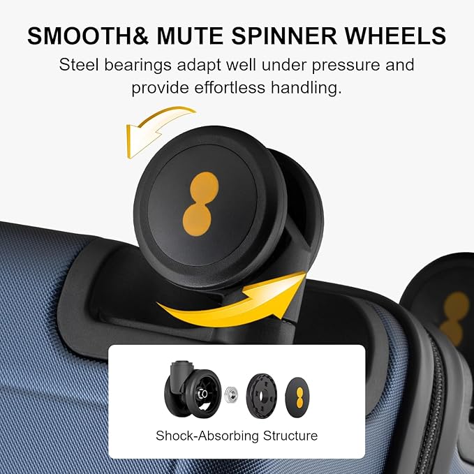 LEVEL8 Carry on Luggage Airline Approved, Carry-on Suitcases with Wheels, Lightweight Hardside Luminous Textured Luggage for Travel with Tsa Lock, 20 Inch, Navy