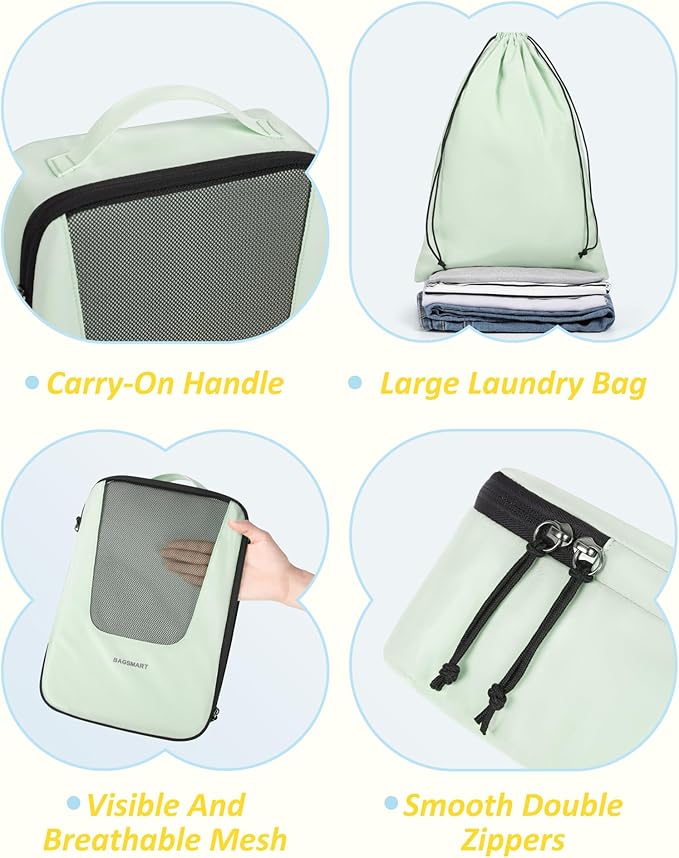 BAGSMART Compression Packing Cubes for Travel, 6 Set/5 Set/4 Set, Compression Suitcase Organizer Bags Set for Suitcases Travel Essentials, Lightweight Packing Organizers