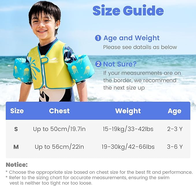 Gogokids Toddler Swim Vest, Kids Floaties for 20-50 lbs Girls & Boys, Buoyancy Jacket Swimming Aid with Water Wings for 2-6 Years, Pool/Beach
