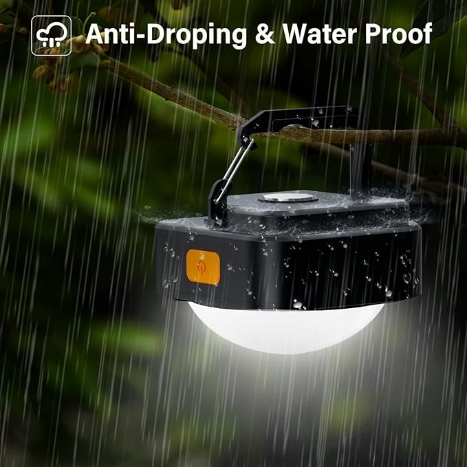 Rechargeable Camping Lights FLY2SKY 6Pcs Black Tent Lights Mini Flashlight Portable LED Camping Lantern Survival Gear Camping Accessories for Hiking Backpacking Fishing Hurricane Emergency Outage