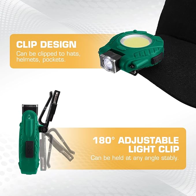 EverBrite 2 Pack COB Keychain Work Light, Mini Rechargeable Magnetic Keychain Light, Sensor Mode, Multifunctional Small Keychain Flashlights, Portable, Waterproof, for Camping, Hiking, 6 Modes, Green