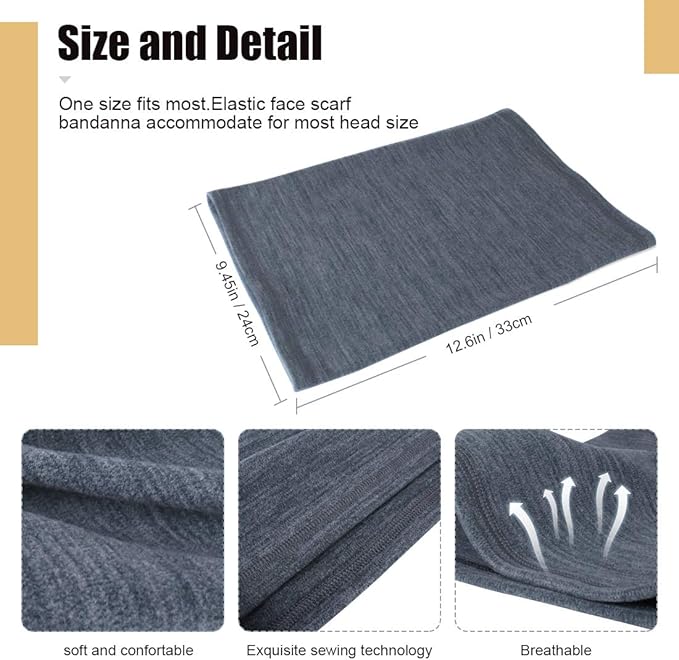 KGC 2 Pack Winter Neck Warmer Gaiter Fleece Windproof Face Mask Cover Cold Weather Scarf for Men & Women