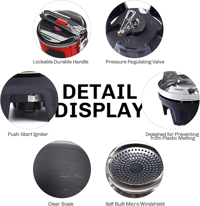 Fire Maple Polaris Cooking System | Portable Camping Backpacking Stove with Micro Regulated Valve | Electric Jet Burner Pot Set | Ideal Camp Water Boiler for Hiking Fishing Trekking Hunting (Black)