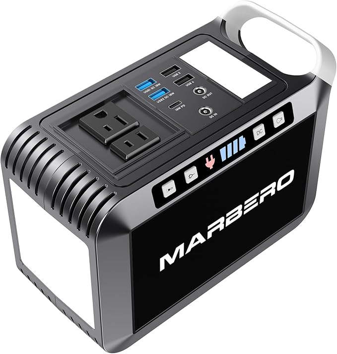 MARBERO 148Wh Portable Power Station Camping Portable Power Bank with AC Outlet 200W Camping Generator 40000mAh Battery Pack Solar Power Station for Outdoor Camping Home Office Emergency