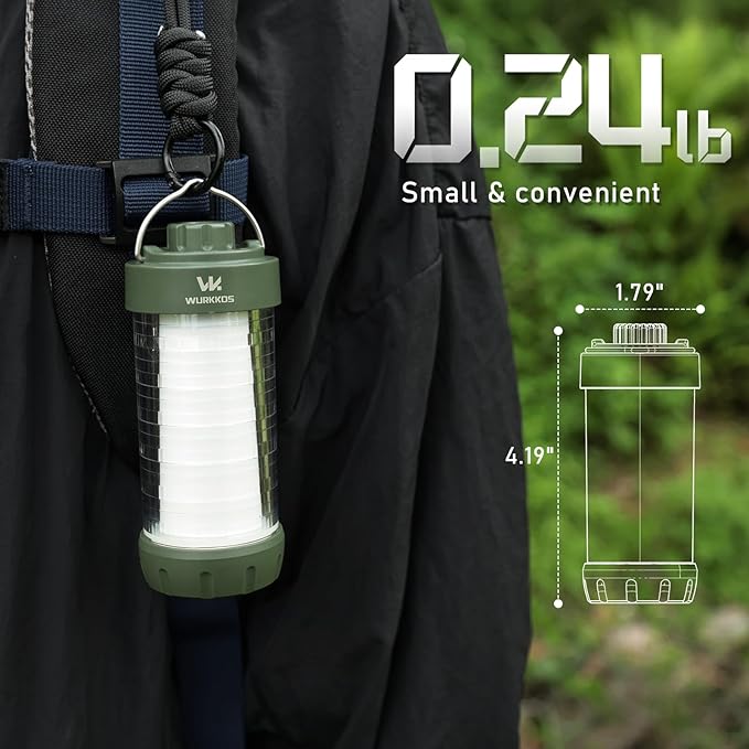 Wurkkos CL01 Camping Lantern Rechargeable, 550LM Waterproof Tent Light with Magnet Base, Up to 300H Runtime, Led Lantern with RGB light, Emergency Camp Light for Power Outages,Hurricane,Hiking,Camping