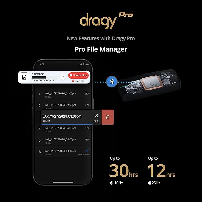 All New dragy Pro - Professional GPS Performance Meter, up to 25Hz GPS Laptimer, with Built-in Memory & 6-Axis IMU Motion Sensor | Includes dragy Mount for Easy Installation