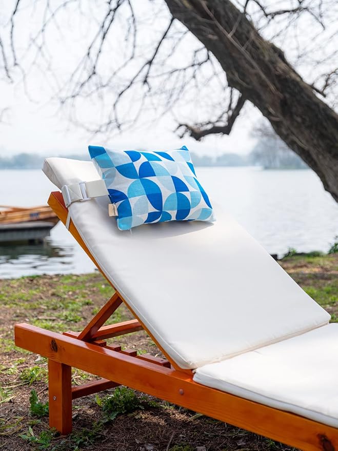 Patio Chairs Headrest Pillows,Outdoor Ledge Pool Lounge Chair Pillows with Insert Adjustable Elastic Stripe for Recliner Adirondack Head Neck Attachment, 2 Pack Size 11”*16” Blue