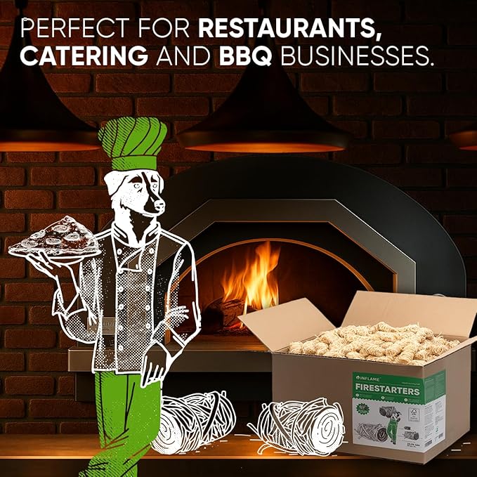 Inflame Fire Starters 400 pcs Fire Starters for Campfires, Grill, BBQ, Fireplace, Woodstove - Charcoal Starter - Waterproof, Weather-Resistant - Natural Wood Fireplace Starters