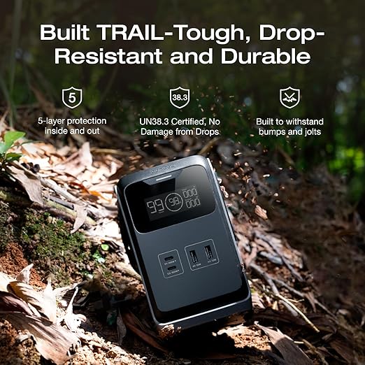 EF ECOFLOW TRAIL 200 DC Portable Power Station with Camping Lamp, 192Wh LiFePO4 Battery, Solar Generator, 220W DC Output, Compact Power Bank for Camping, Travel, Outdoors, and Emergency Use