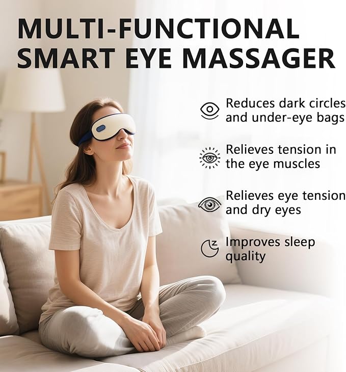 Eye Massager with Heat, Birthday Gifts for Women Men, Heated Eye Mask for Dry Eyes, Migraine Relief, Strain Relief, Improve Sleep, Gifts for Dad Mom Him Her