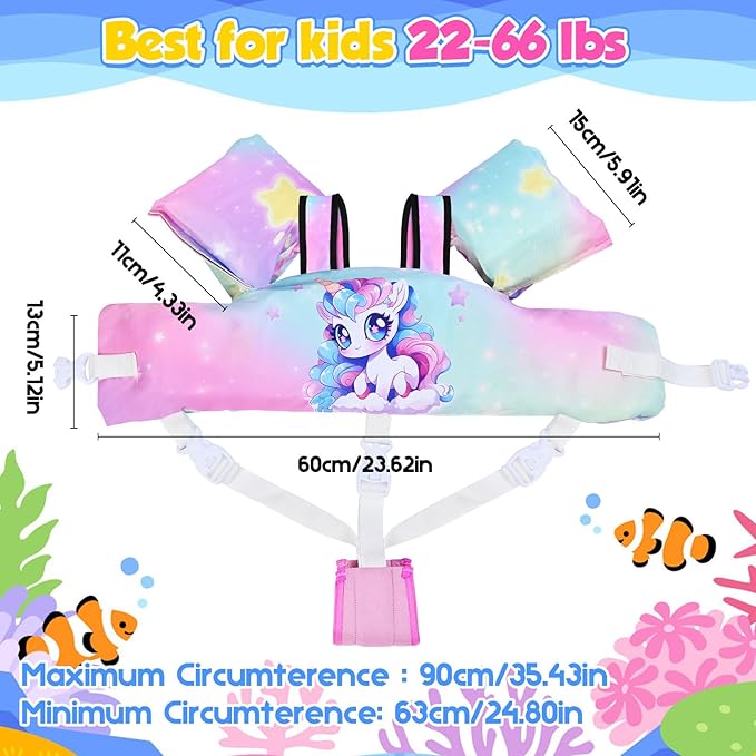 Toddler Swim Vest, Toddler Floaties for 22-66 lbs Boys & Girls, Kids Puddle Jumper Removable with Crotch Strap & Shoulder Harness Arm Wings for 1 2 3 4 5 6 7 Years Old Baby Children Sea Beach Pool