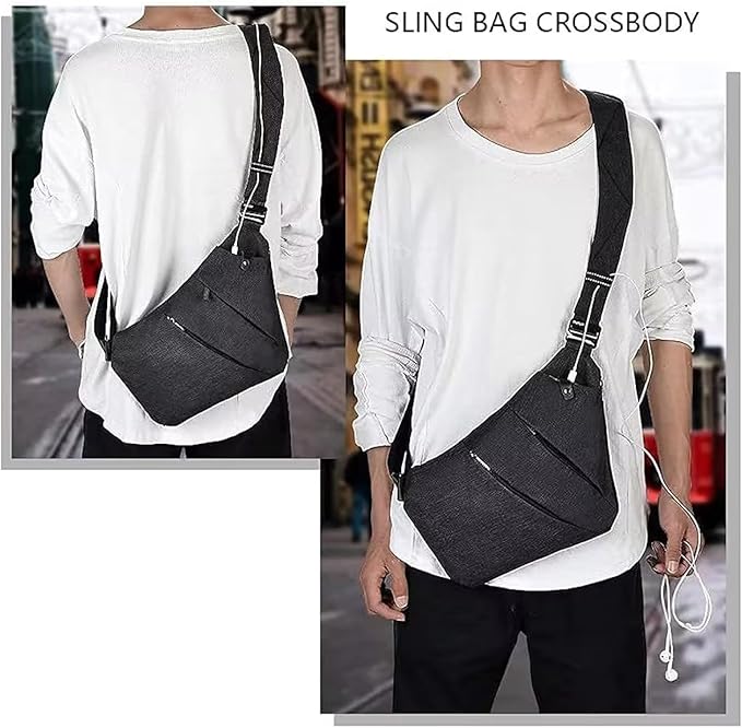 Anti Theft Crossbody Bags Sling Bag for Women Men Waterproof Wander Bag for Sports and Travel. (3.0BLACK, Large)