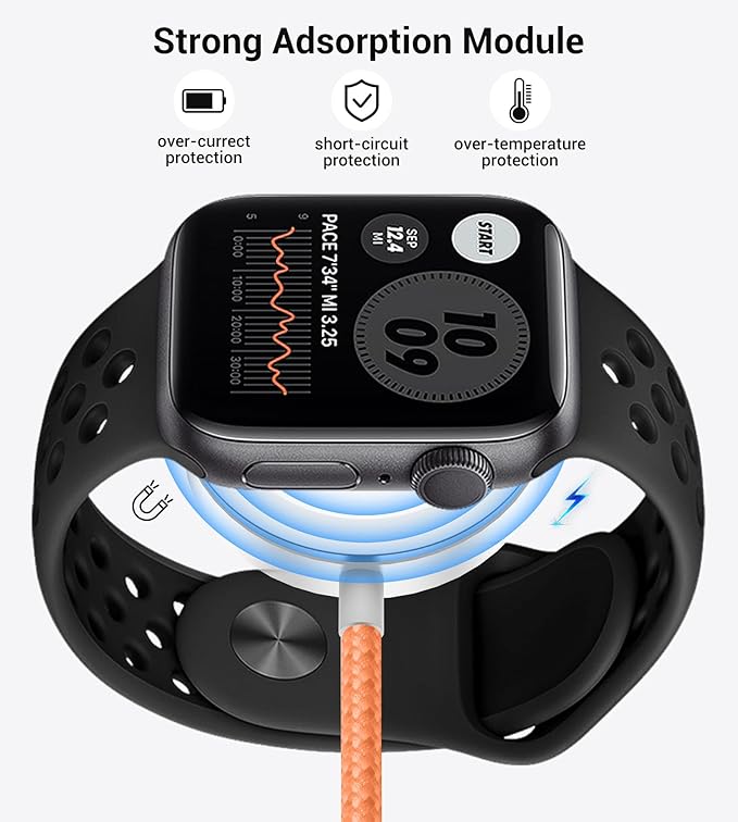 Temdan for Travel Vacation Essentials,3 in 2 USB C Cable for Apple Watch Charger/iPhone 17 Charger/Lightning,Multi Charging Cable Cord,Camping Essentials,Designed for iWatch &iPhone 16-12-4FT Orange