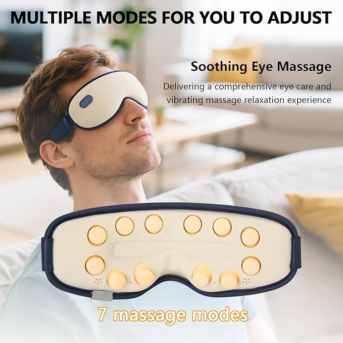 Eye Massager with Heat, Birthday Gifts for Women Men, Heated Eye Mask for Dry Eyes, Migraine Relief, Strain Relief, Improve Sleep, Gifts for Dad Mom Him Her