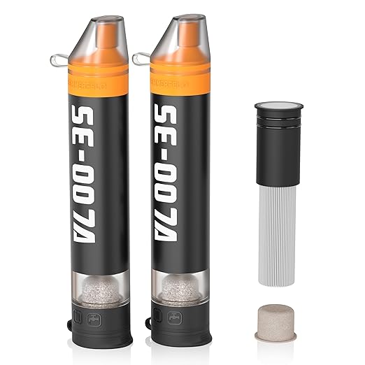 Personal Straw Water Filter to purify Water, Emergency Water Straws Portable Gear for Hiking, Camping, Travel, Fishing, Outing and Emergency Preparedness （2 Water Filters + 1 Filter Cartridge）