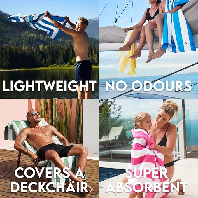 Dock & Bay Customized Beach Towel - Quick Dry, Sand Free - Compact, Lightweight - 100% Recycled - Includes Bag - Cabana - Cancun Green - Large