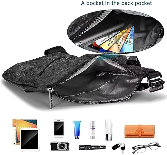 Anti Theft Crossbody Bags Sling Bag for Women Men Waterproof Wander Bag for Sports and Travel. (3.0BLACK, Large)