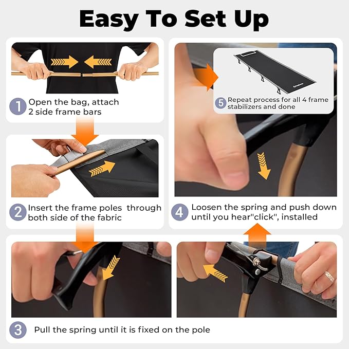 KingCamp Camping Cots for Adults Outdoors Backpacking,Folding Ultralight Heavy Duty Sleeping Cots Compact Portable Cot for Travel Hiking,Indoor Base Camping Bed with Storage Bag and Pillow, Blue