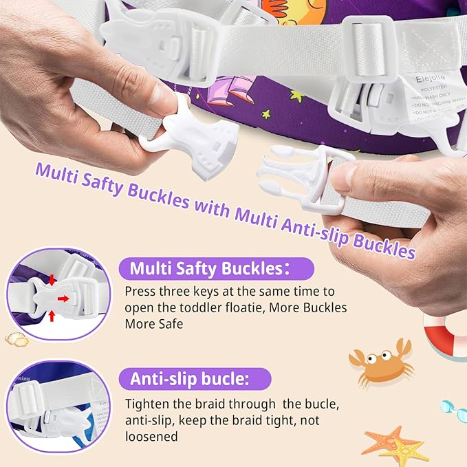 Elejolie Toddler Swim Vest for Child Learn Swiming Training,Infant Safety Swimmies Aid Jacket for Kids 2 3 4 5 6 Years Old,Arm Water Wings for Baby 22-66lbs