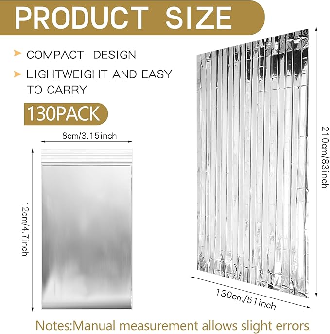 Macarrie Emergency Blanket Bulk Survival Thermal Silver Foil Reflective Blankets Pack for Cold Outdoors Camping Hiking First Aid Shelter Space Emergency Supplies Set