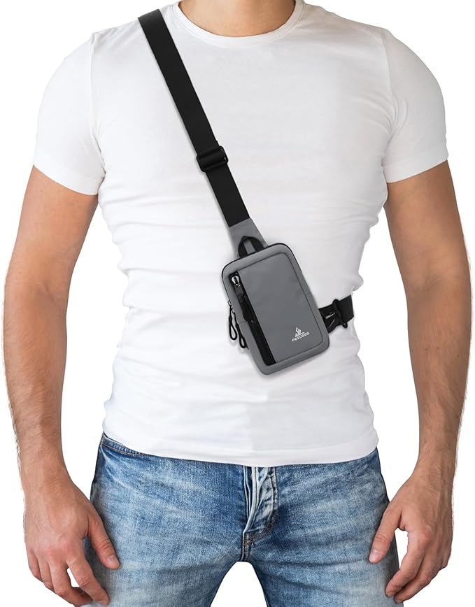 Peicees Small Crossbody Bag for Men Women Mini Sling Bag Travel Running Phone Daypack Cross Body Shoulder Bags with Keyholder