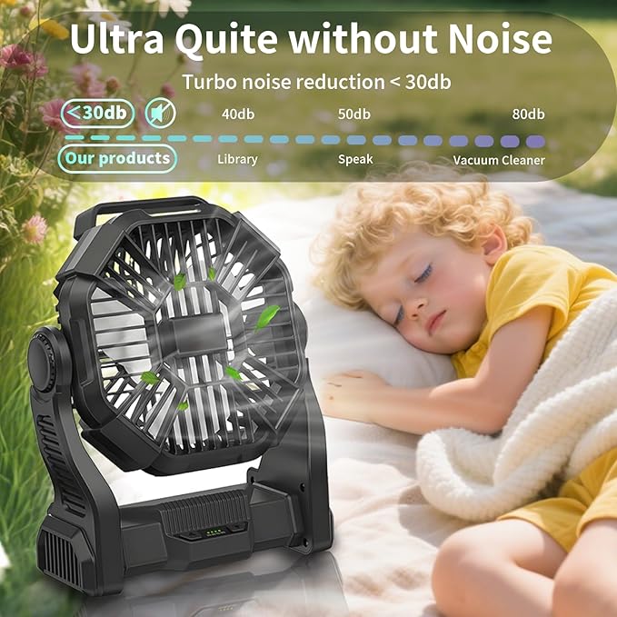 Portable Fan Rechargeable, 20400mAh Cordless Battery Powered Fan with LED Lantern, USB C Battery Operated for Travel Bedroom Home Camping Tent Office Beach Desk Fishing Outdoor