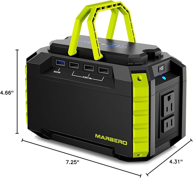 MARBERO Portable Power Station 150Wh Camping Solar Generator Laptop Charger Power Bank with AC Outlet 110V 150W Peak with 4*USB, 4*DC Ports, LED Flashlights for CPAP Home Camping Hurricane Emergency