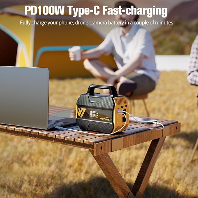 VTOMAN FlashSpeed 300 Portable Power Station 300W, 230Wh Solar Generator with LiFePO4 Battery Pack, 3000 Cycles, PD 100W USB-C, 6 Outlets for Outdoor Camping, RV, Off-grid, Home Backup