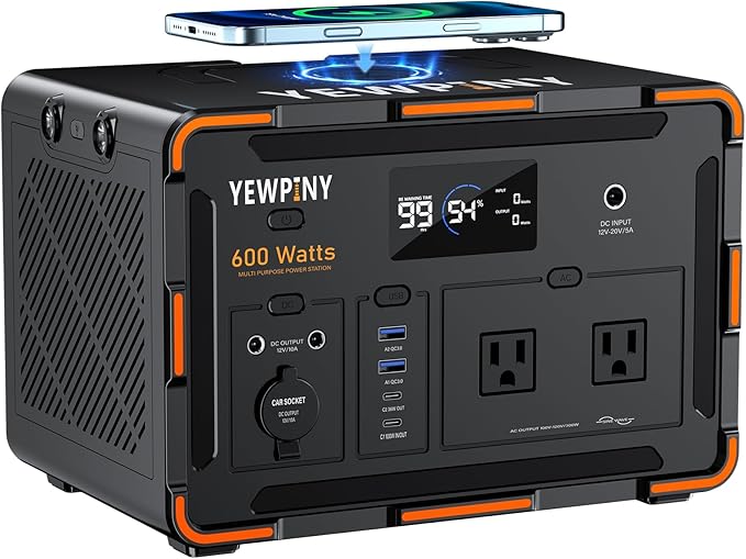 600W Portable Power Station 599.4Wh Solar Generator, PD100W Fast Charging, 162000mAh Battery with LCD Display for Camping, RV Trips & Home Emergencies (2000+ Cycles)