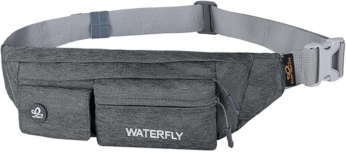 WATERFLY Fanny Pack for Women Men Water Resistant Small Waist Pouch Slim Belt Bag with 4 Pockets Lightweight Crossbody Chest Bag Fit All Phones, 11.02 x 2.1 x 4.3 inch,11.02 x 2.1 x 4.3 inch