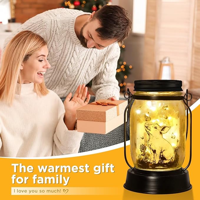 kyoryuger Pig Gifts for Women/Men Pig Lovers Solar Lantern Mom Birthday, Mothers Day, Solar Garden Decoration Outside for Yard, Patio,Backyard,Porch, Torches