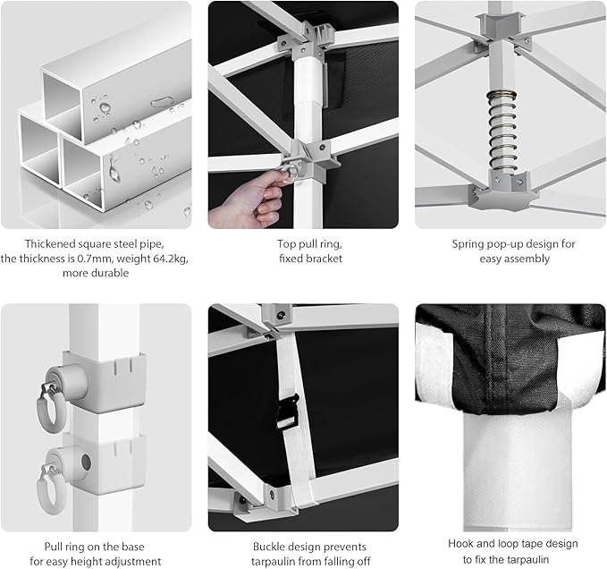 COBIZI 13x26 Pop up Canopy Tent 13x26 Canopy with 6 Sidewalls Waterproof Heavy Duty Commercial Canopy Tent for Parties Outdoor Garden Gazebo, Carry Bag with Wheel(13x26ft, Black)