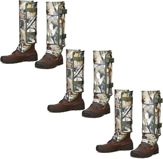 QOGIR Snake Gaiters 3 Pack: Durable Snake Guards for Hunting, Snake Gaiter Leggings for Men & Women, Snake Bite Protection for Lower Legs, Snake Proof Gaiters