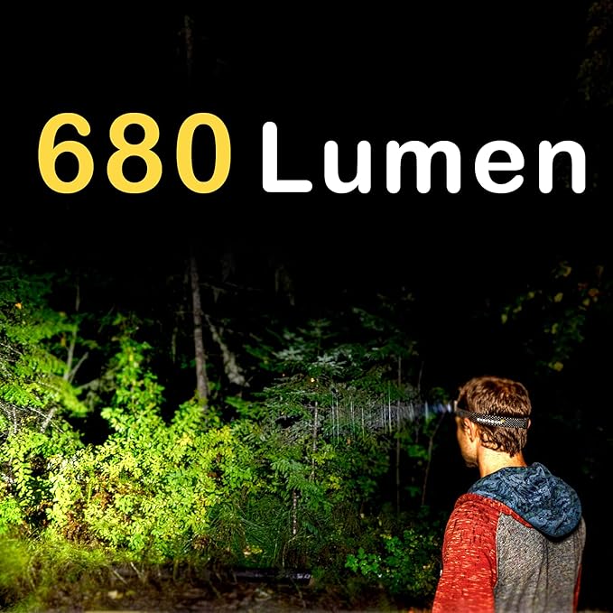 Everbeam H6 Switch LED Headlamp Head Torch, Dual Power 1200mAh Rechargeable Battery / 3 AAA Batteries, Motion Sensor, Ultra Bright 680 Lumens, 45 hrs Runtime, USB Headlight Flashlight, Waterproof