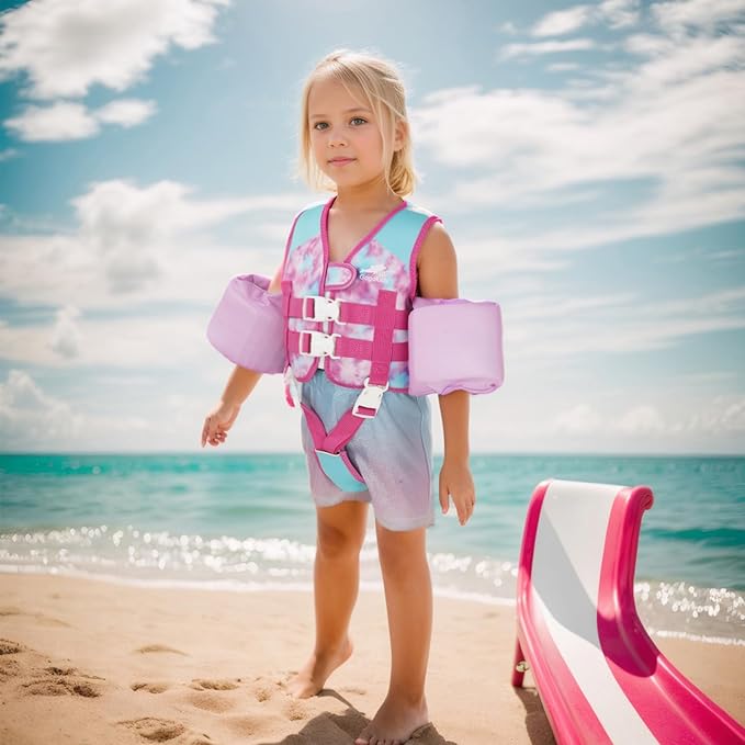 Gogokids Swim Vest for Kids Learn to Swim, Toddler Floaties Fit 20-50 lbs Girls & Boys, Buoyancy Jacket Swimming Aid with Duel Adjustable Safety Strap and Padded Crotch Straps