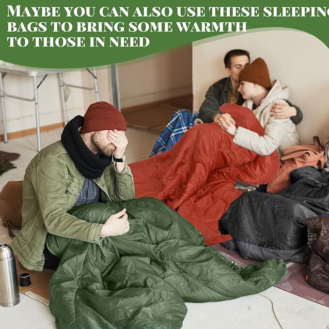 Macarrie 10 Pcs 0 Degree Camping Sleeping Bags Bulk for Adults Cold Weather 4 Season Warm Sleeping Bag with Compression Sack for Homeless Donation Shelter Emergency Hiking