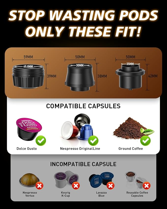 Portable Coffee Maker for Travel,Self-Heating Espresso Machine with USB-C,LED Display,20 Bar,Compatible with Coffee Grounds&Capsules (Ns&DG)–Portable Espresso Maker for Car,RV,Camping,Office