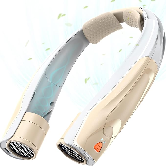 Hands-Free Portable Neck Fans - 6000mAh High Capacity Battery, USB Dual Port Fast Charging, Ultra-Quiet 6 Speeds Cooling Air, 360° Airflow for Outdoor, Indoor, Office, Travel - Beige