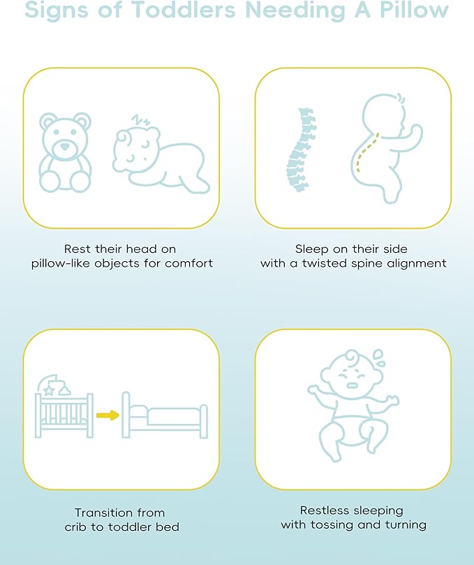 Toddler Pillow, Adjustable Memory Foam Small/Mini Pillow for Toddler 2 Years & Above, for Kids Sleeping, Napping or Traveling, Washable No Zipper Pillowcase, 13” x 18”, Blue