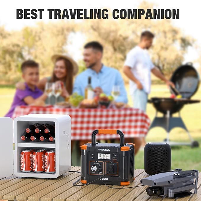 Portable Power Station 300W, GRECELL 230.88Wh Solar Generator with 60W USB-C PD Output, 110V Pure Sine Wave AC Outlet Backup Lithium Battery for Outdoors Camping Travel Home Blackout