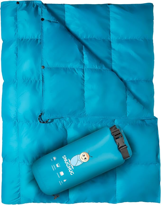 Puffy Blanket for Cold Weather - Down Camping Blanket with Sustainable Insulation, Lightweight & Warm Outdoor Camping Quilt, Water-Resistant, Compact & Packable