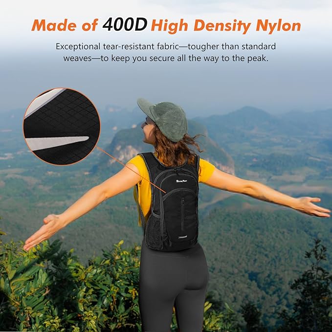 Seektop Small Hiking Backpack 12L to 15L Expandable Travel Packable Waterproof Daypack Lightweight Hiking Bag for Women Men