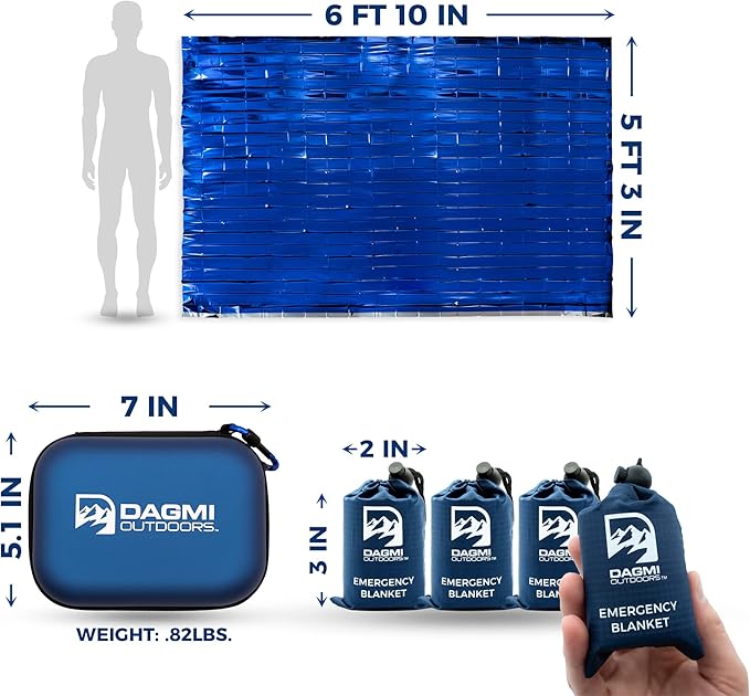 Emergency Mylar Thermal Blanket 4 Pack. Space Blankets for Survival Kits & Extreme Cold Weather - NASA Designed - Perfect for Camping Survival, Bug Out Bag, Hiking, Car Survival