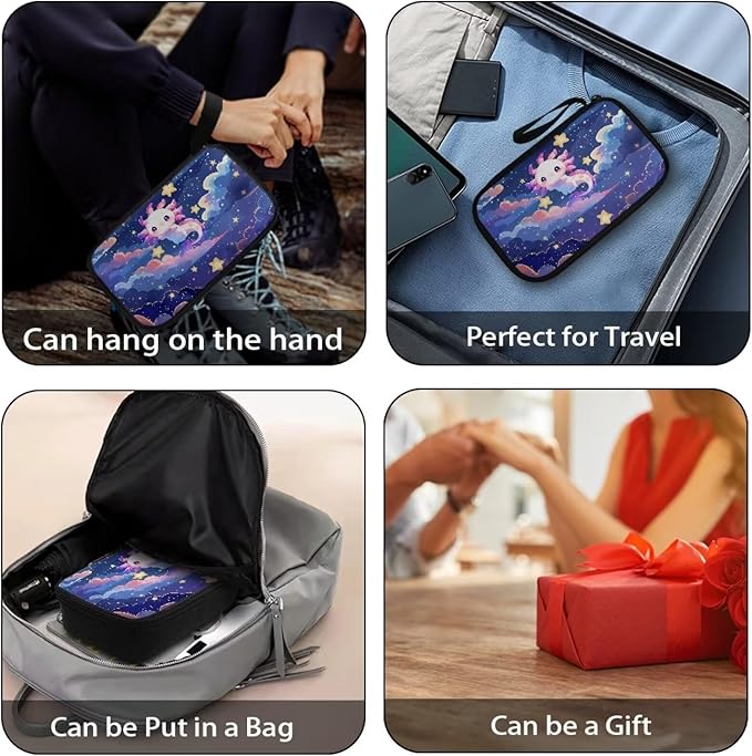 Cartoon Axolotl Print Travel Cable Organizer Bag Waterproof Portable Electronic Accessories Organizer for USB Cable Cord Phone Charger Headset Wire SD Card
