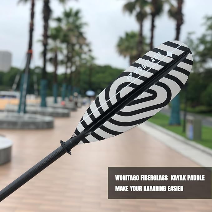 Kayak Paddles with Fiberglass Shaft and Reinforced PP Blade, Floating Adjustable Kayaking Oars, 3 Piece, 220-240 cm/86-94 Inches, 240-260 cm/94-102 Inches