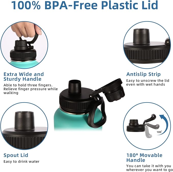 Volhoply Insulated Water Bottles Bulk 4 Pack, 40 oz Reusable Stainless Steel Sports Bottle with Paracord Handle & Spout Lid,Double Wall Metal Travel Water Flask with Wide Mouth(Gradient Color,4 Set)