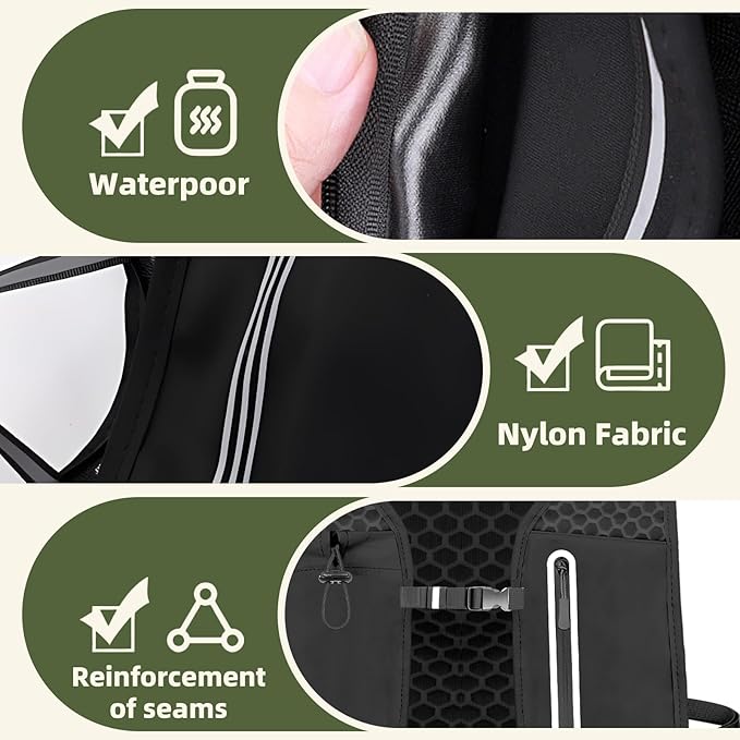 Unisex Hydration Vest Running Backpack - Adjustable Size Lightweight Trail Running Vest with 2L Bladder & 500ml Soft Flask, Mesh, Large Phone Pocket for Night Walking, Marathon(Reflective Strips)